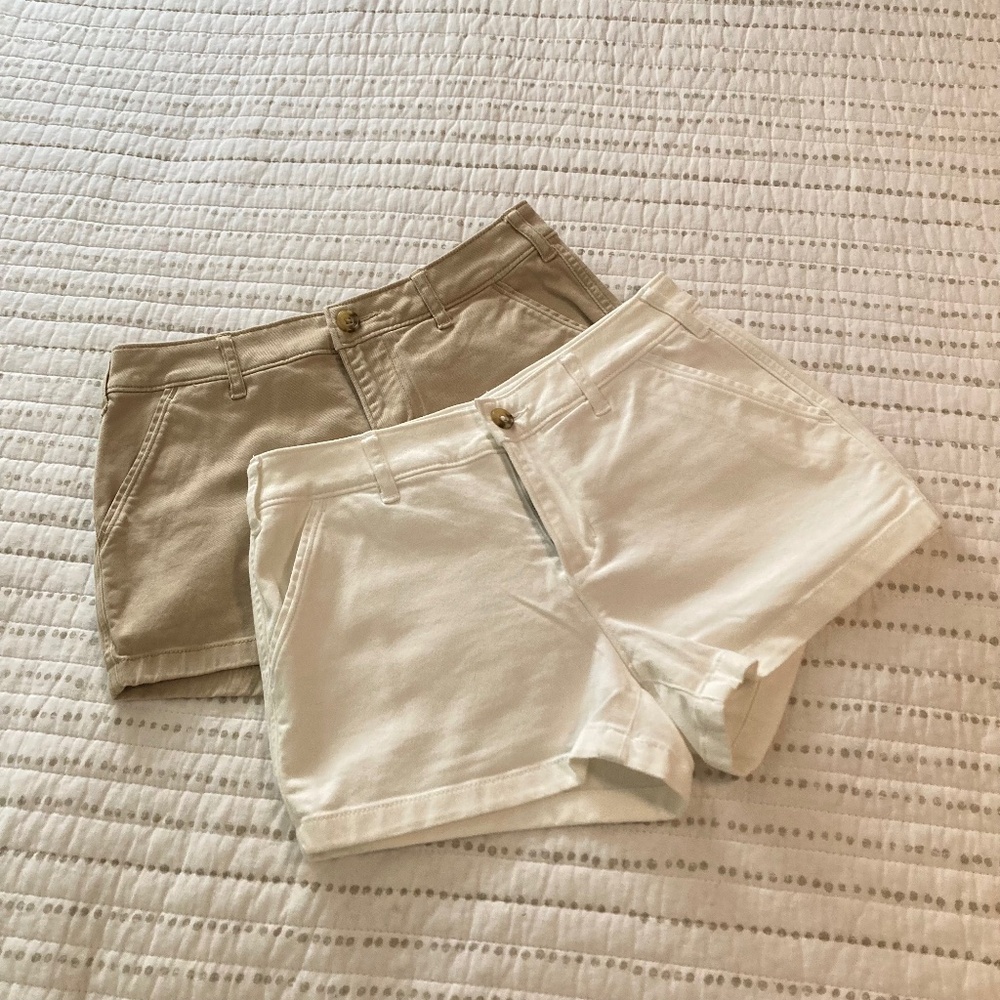 Abercrombie & Fitch Cotton Stretch Chinos Shorts Classic Preppy Lot x2 Sz 24 00